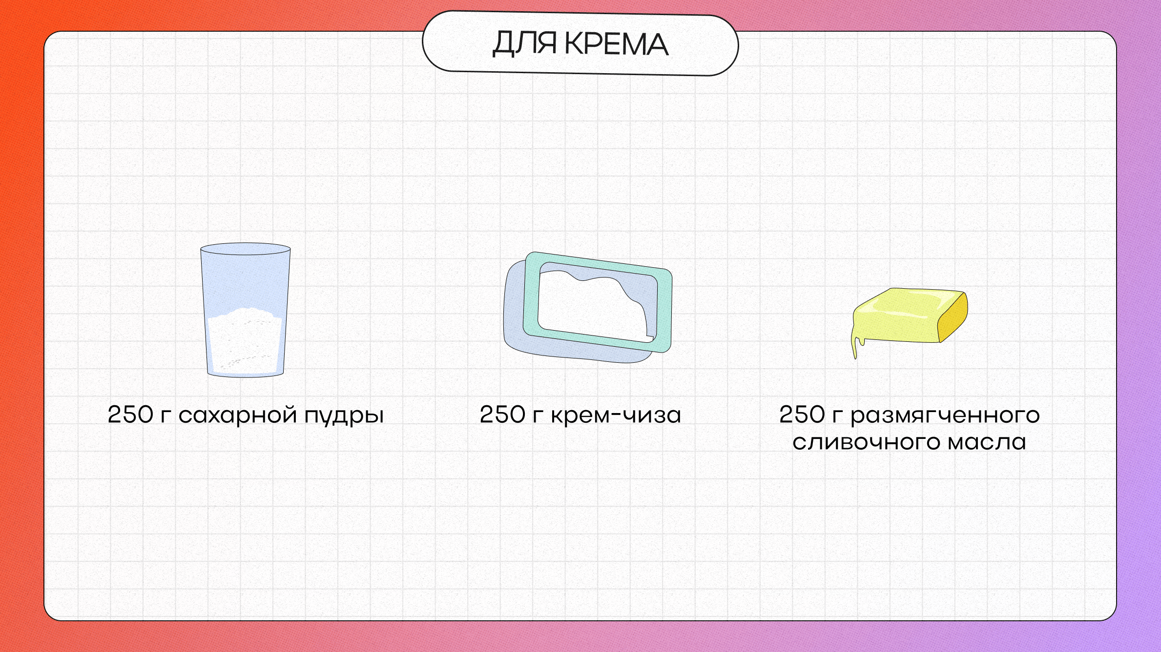 Ингредиенты для крема на торт «Красный бархат»
