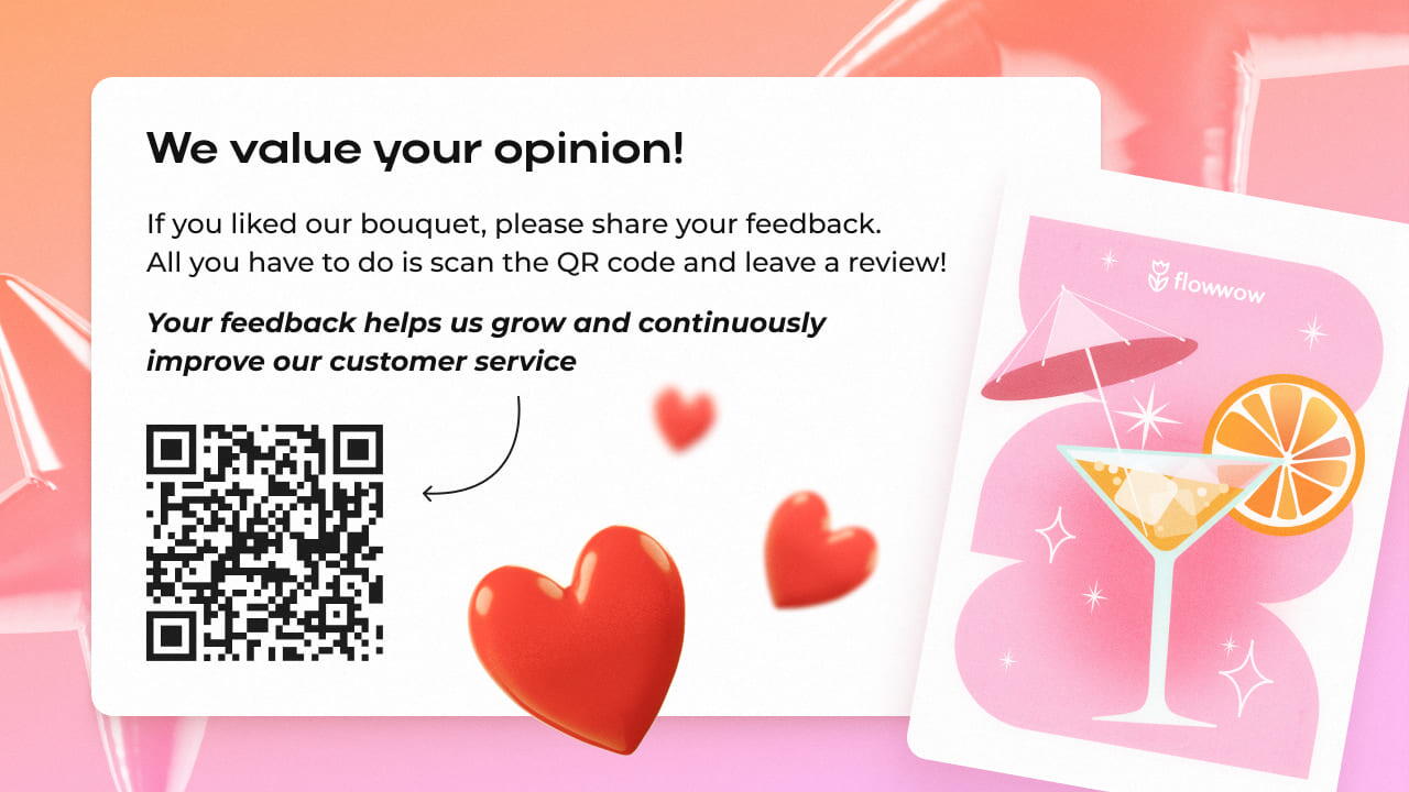 a card asking the customer to leave a review