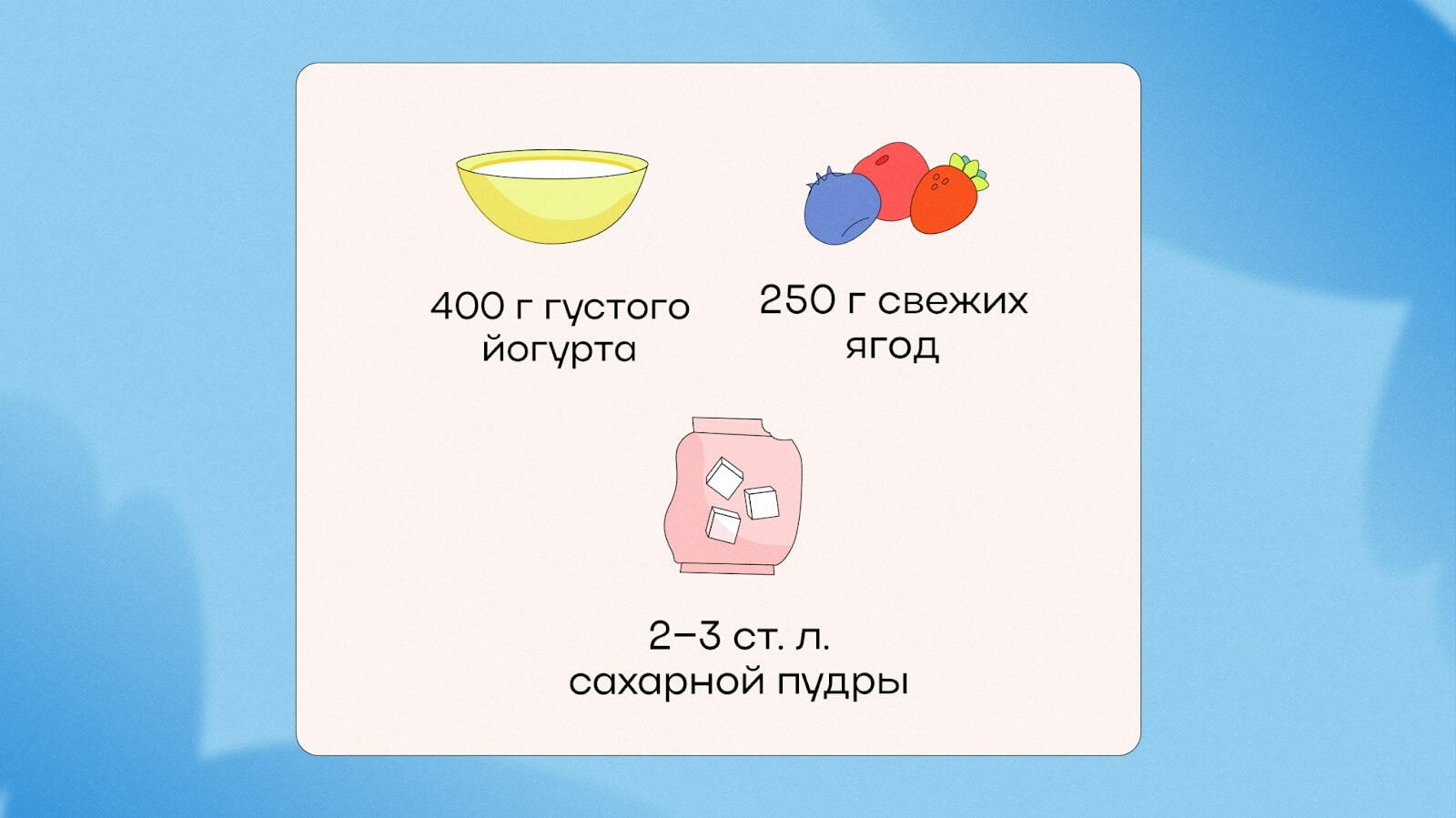 Ингредиенты для мороженого из йогурта
