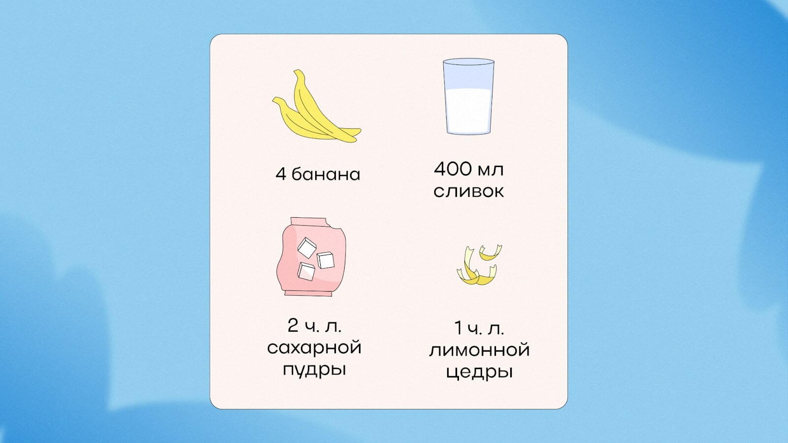 Ингредиенты для мороженого из банана