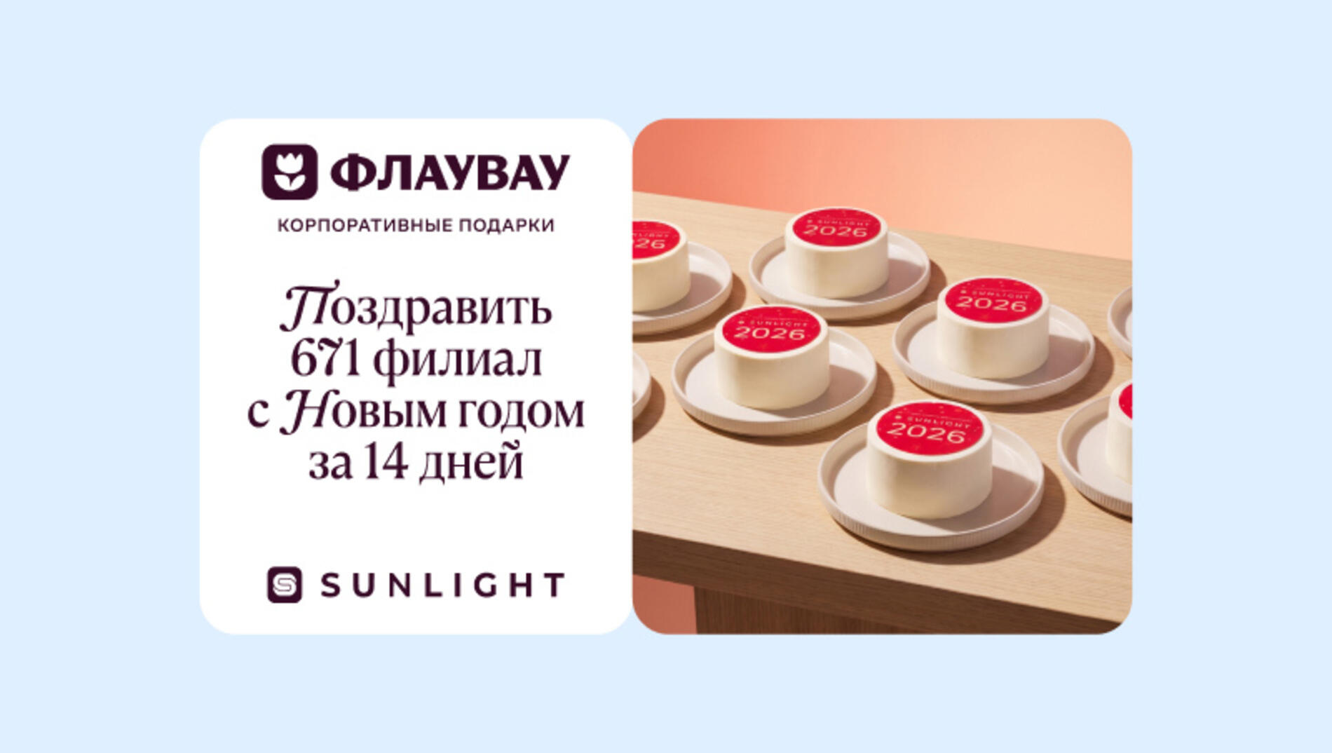Поздравить 671 филиал с Новым годом за 14 дней: кейс Флаувау и Sunlight
