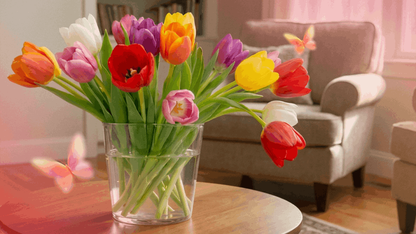 Где поставить вазу с букетом тюльпанов
