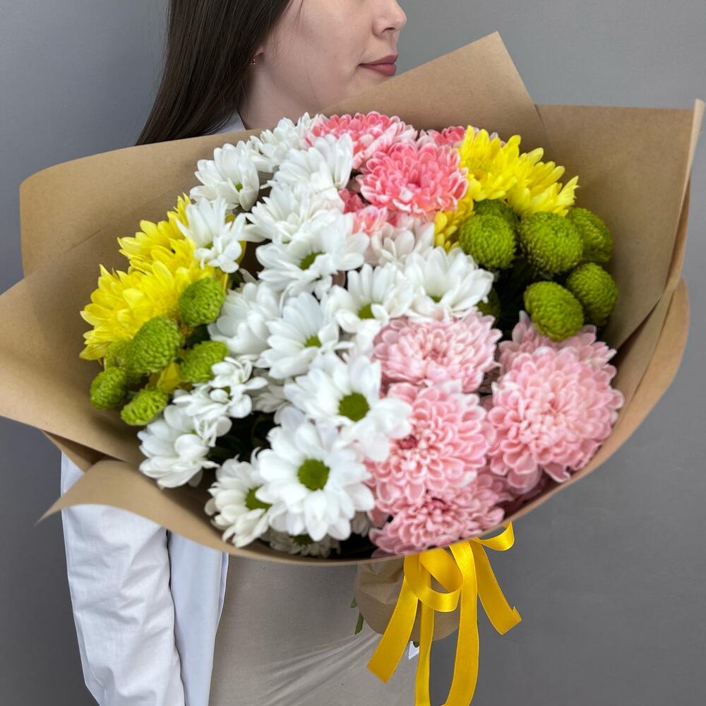 Букет из  куст. хризантем микс