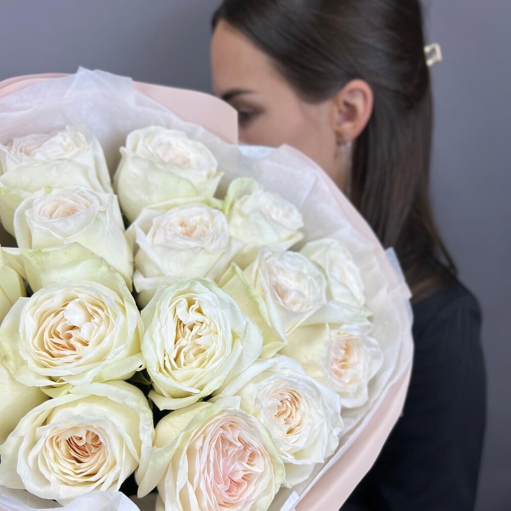 St bouquet 19 из 15 пионовидных роз сорта white o hara