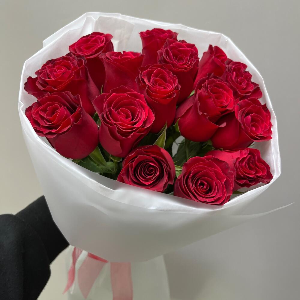 Моно из красной розы 15 штук 🌹