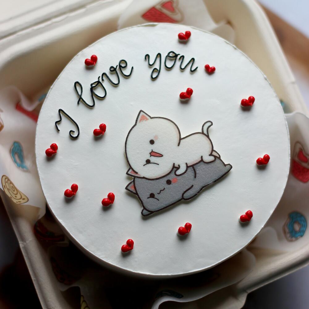 Торт "I love You" с котиками