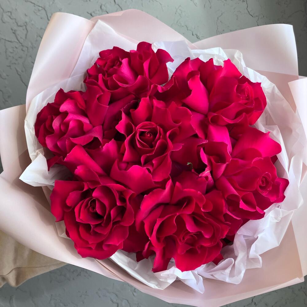 Моно из ярких французских роз, Flowers Yekaterinburg, Sverdlovsk region