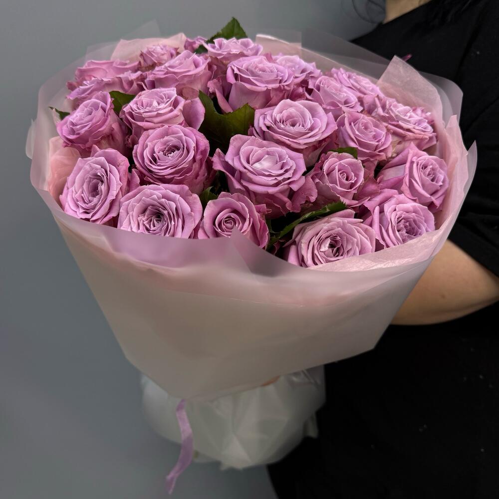 Lavender Kiss - Моно-букет из 25 роз нежно-сиреневого оттенка 💜