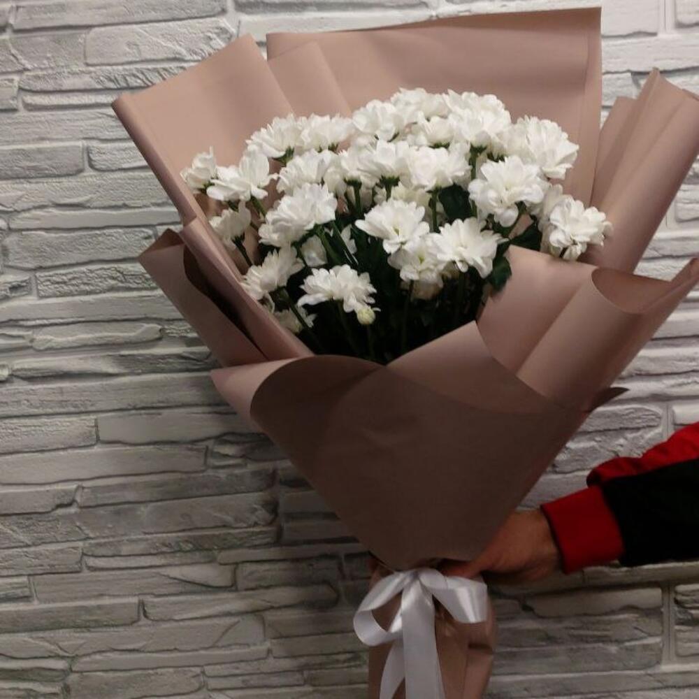 Букет  из 5 белых Хризантем