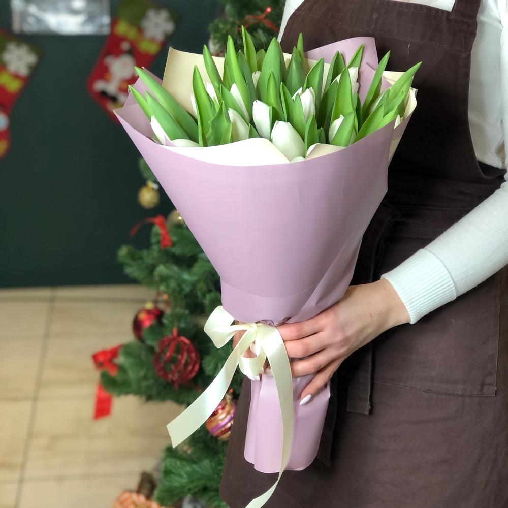 Букет 25 тюльпан Голландия белая