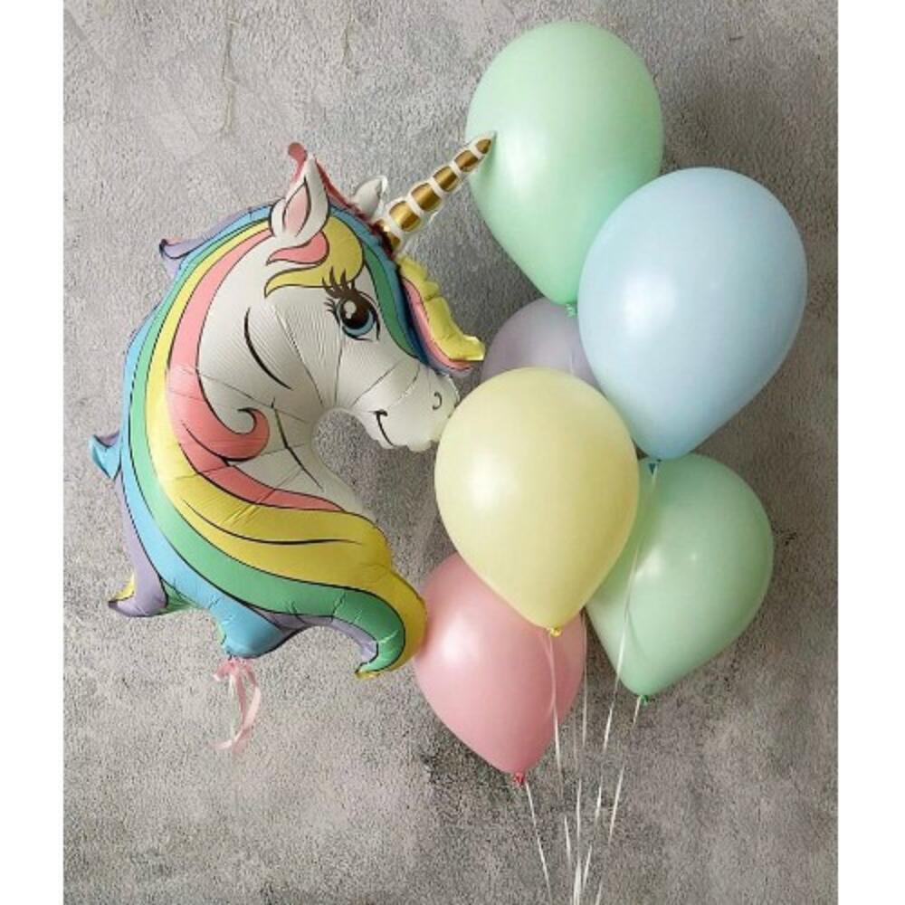 Шары воздушные гелиевые композиция Нежный с Единорогом 7шт, Цветы и ...