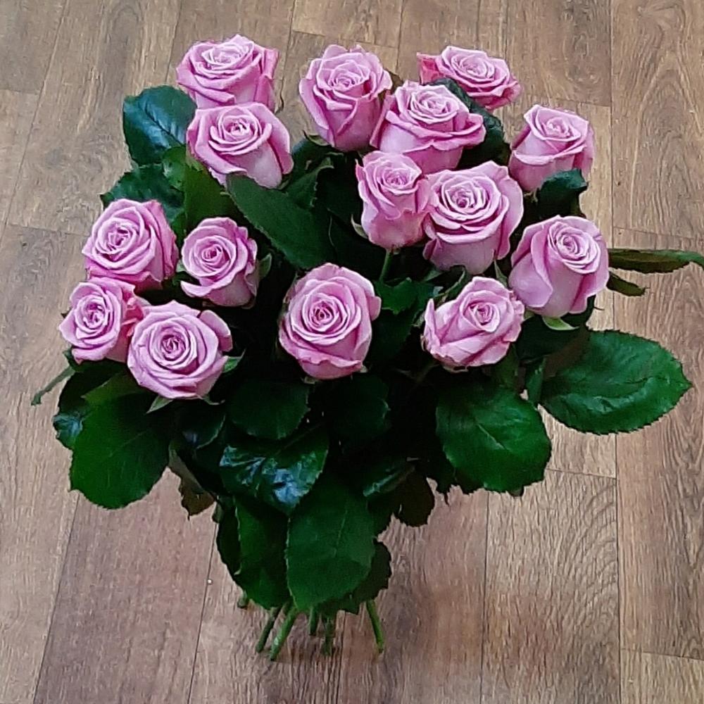 15 лавандовых роз 🌹