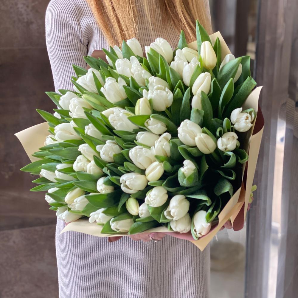 Белый тюльпан 65 шт 💜💜💜