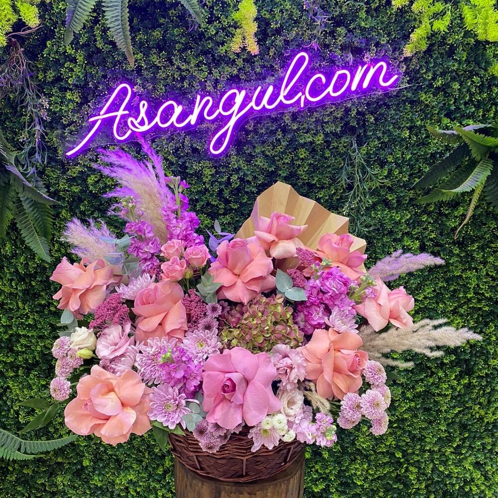 Basket with assorted flowers