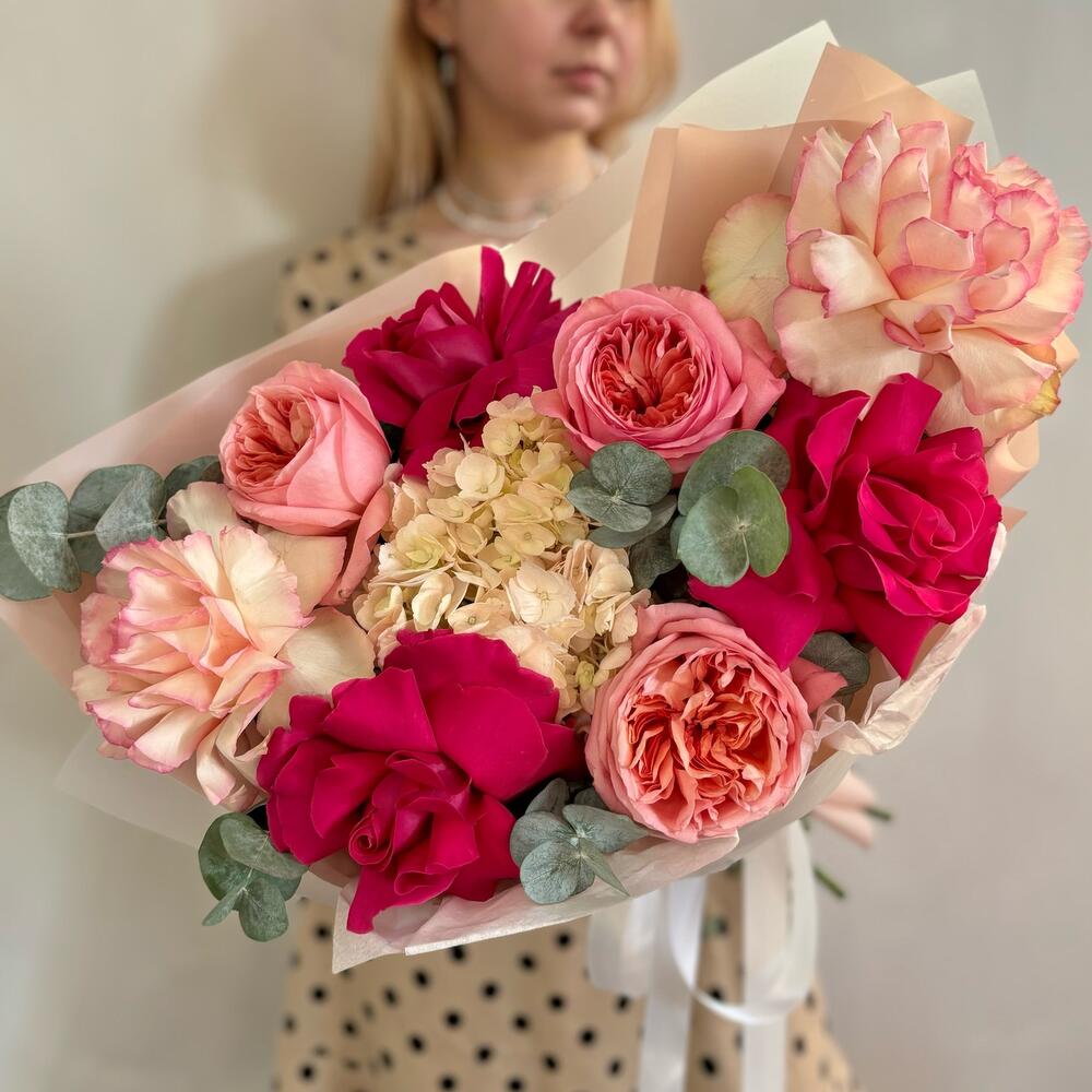 Букет из пионовидных и французских роз, Цветы Санкт-Петербург ...