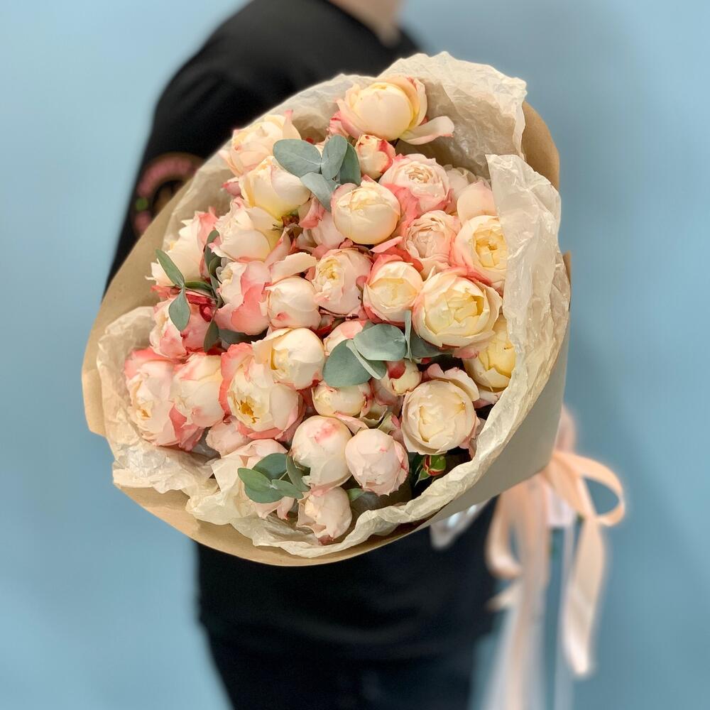 Монобукет из нежных пионовидных роз «Принцесса Сеюка», Цветы Котельники ...