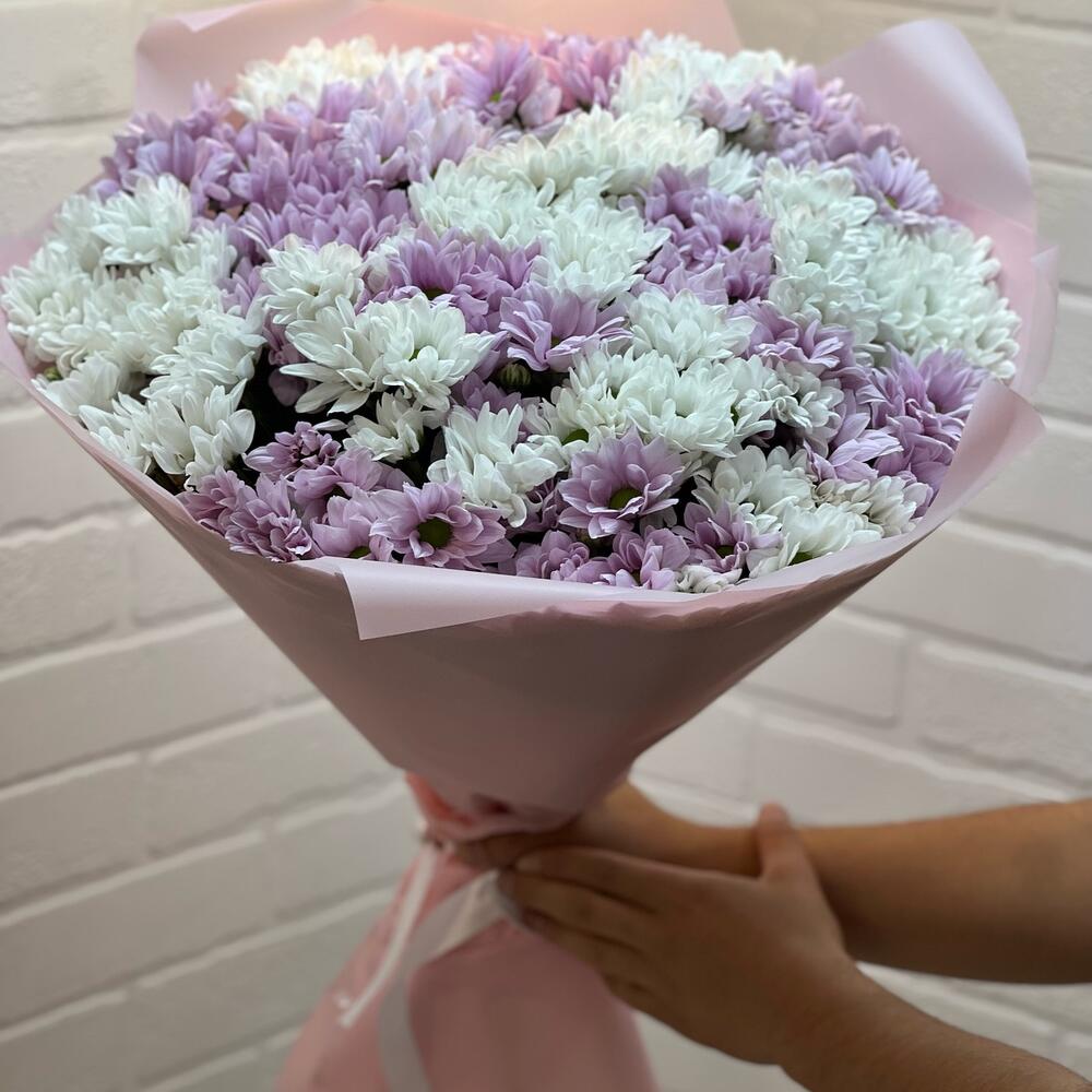 Букет микс из 19 кустовых хризантем
