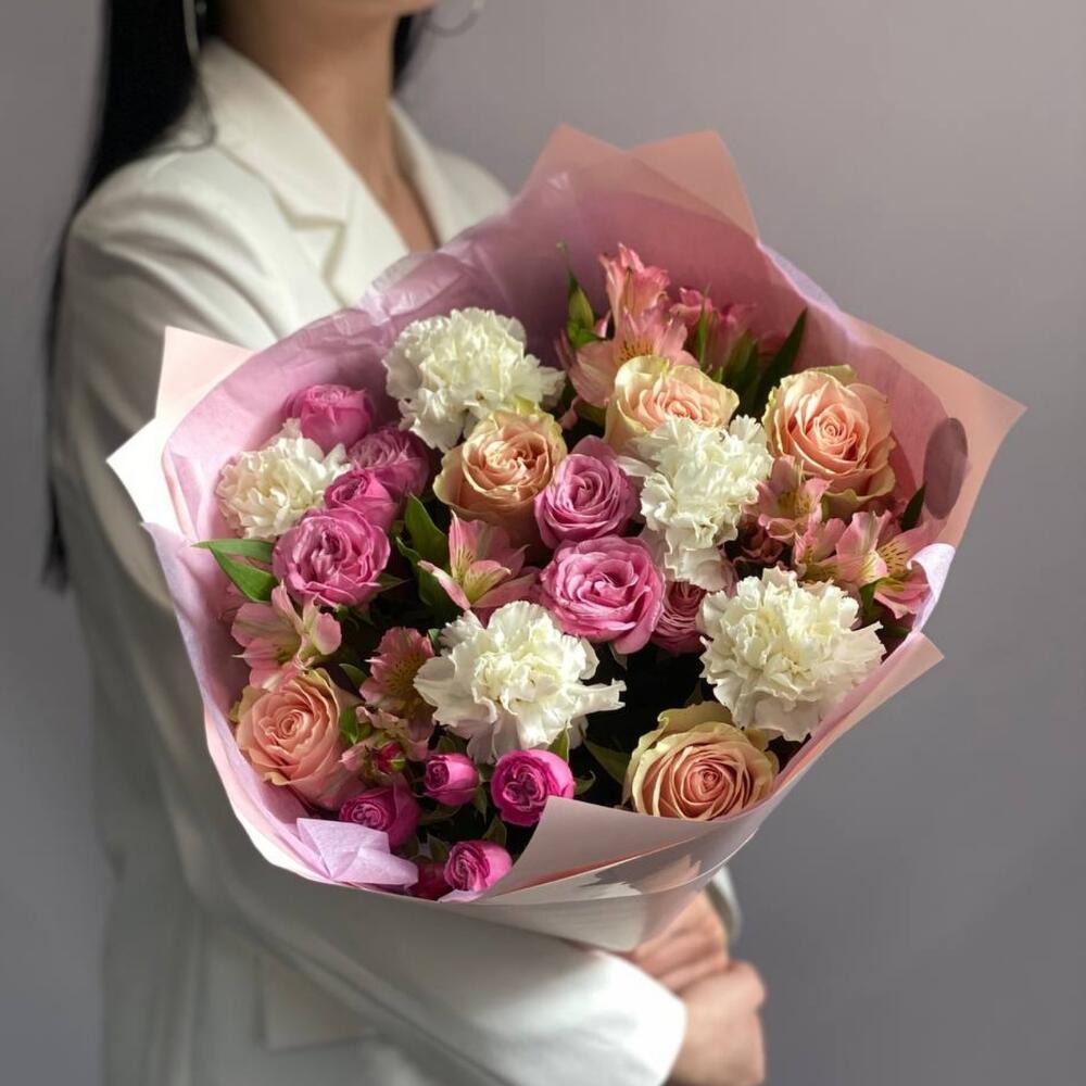 💖 Нежно-розовый букет роз