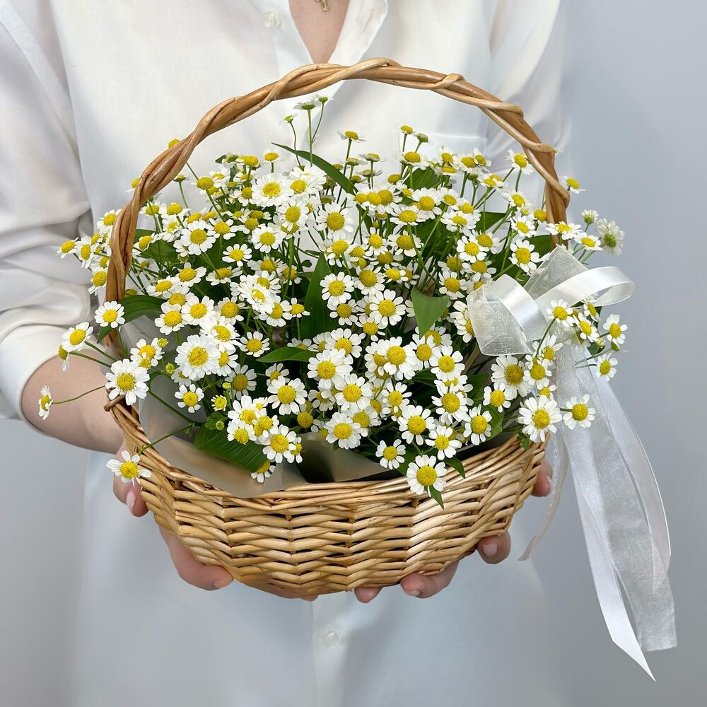 Корзина с ромашками К021