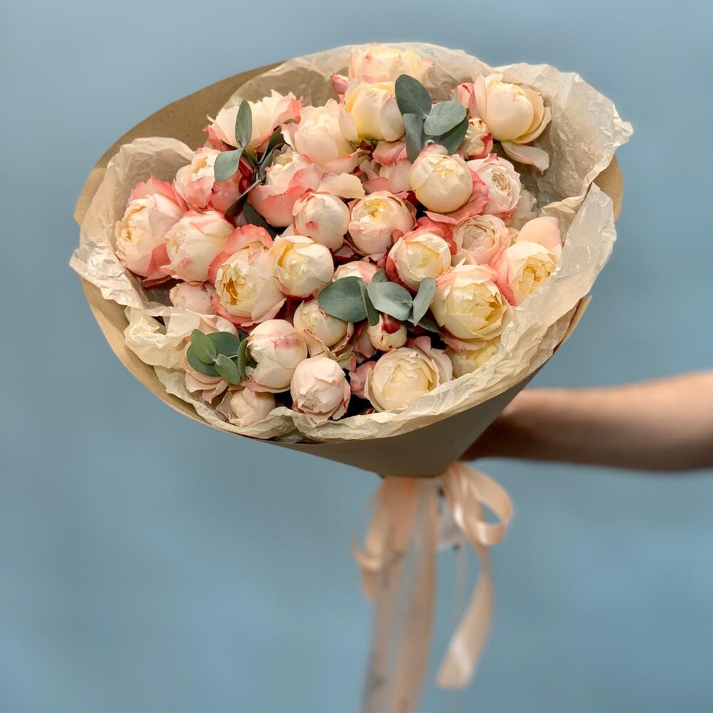 Монобукет из нежных пионовидных роз «Принцесса Сеюка», Цветы Котельники ...