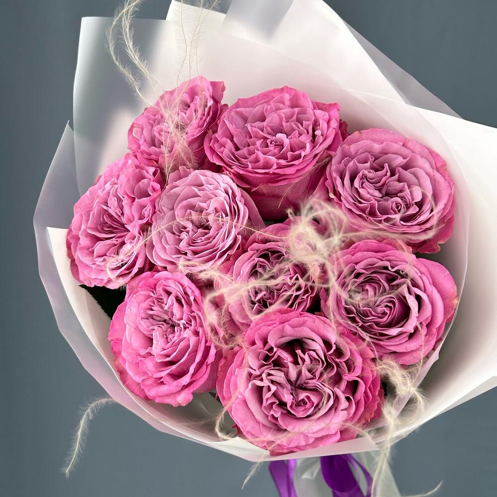 Моно букет из 9 пион роз💜