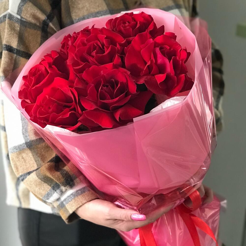 7 красных французских роз Buket flowers