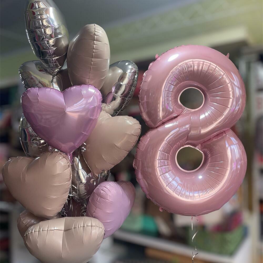 Цифра 1 шт , шары фольга сердце 15 шт