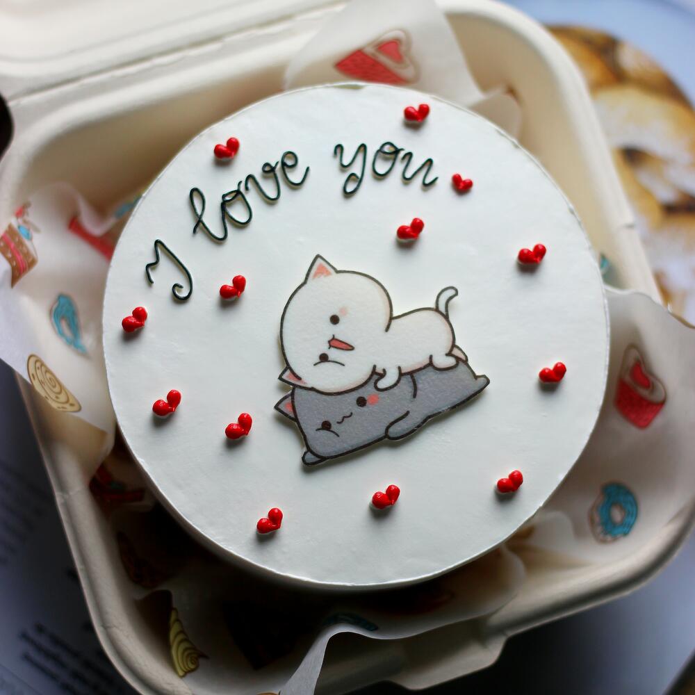 Торт "I love You" с котиками