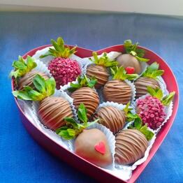chocolate bouquets and chocolate-covered strawberries 