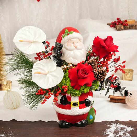 Happy Santa Flowers Arrangement