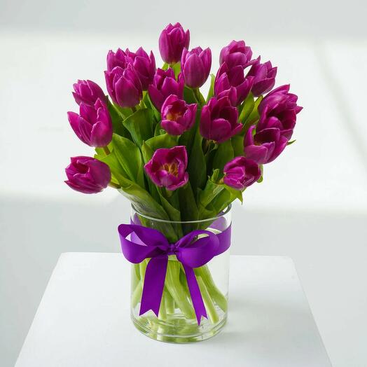 18 Purple Tulip Arrangement