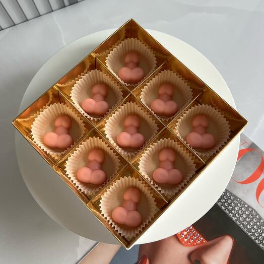 Набор шоколадных членов пенисов фалосов розовый 9шт