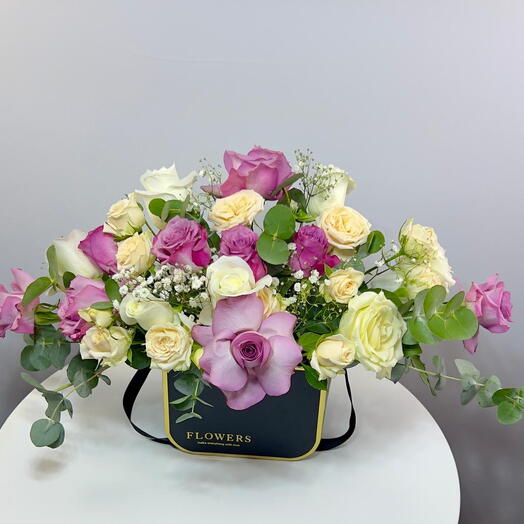 Elegant Floral Arrangement - Lavender and White Rose Delight