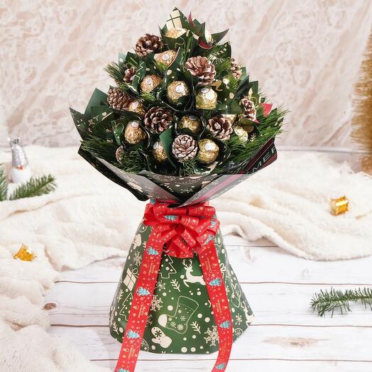 Pine Cones And Rochers Holidays Celebration Bouquet