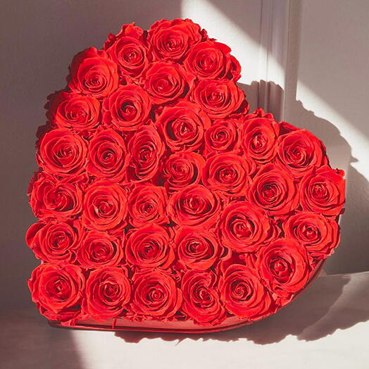 Heart Box With Red Roses