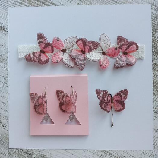Комплект украшений с бабочками Розовый десерт