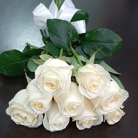 9 rosas blancas