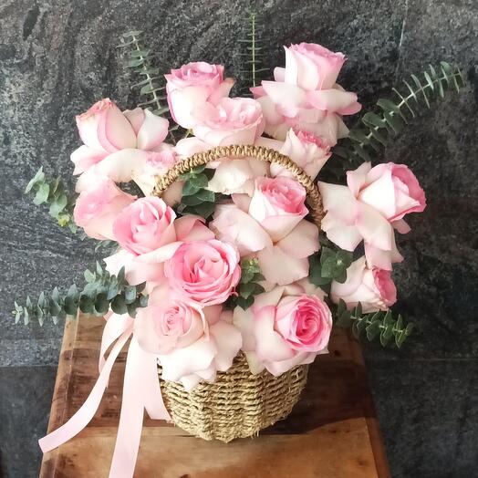 Pink Rose Basket