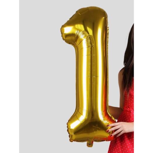 Воздушная цифра "1" с гелием
