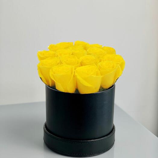 Yellow Roses In Leather Box