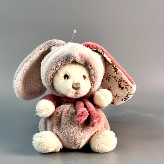 Soft toy Ziggy Bibi in a bunny costume, gray 15см