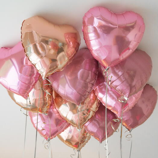 Rose Gold Blush Heart Foil Helium Ceiling Balloons 25 PCS
