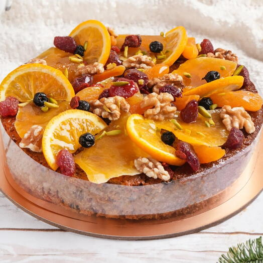 Fruit Decorated Delicious Christmas Plum Cake