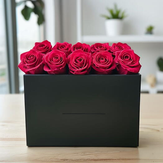 Valentines Day Premium Red Roses Box Arrangement