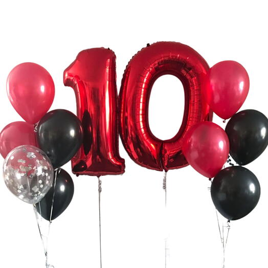 Набор воздушных Шаров гелий с цифрами (НА ВЫБОР) красный 12 шт. Set of helium balloons with numbers red 12 pcs