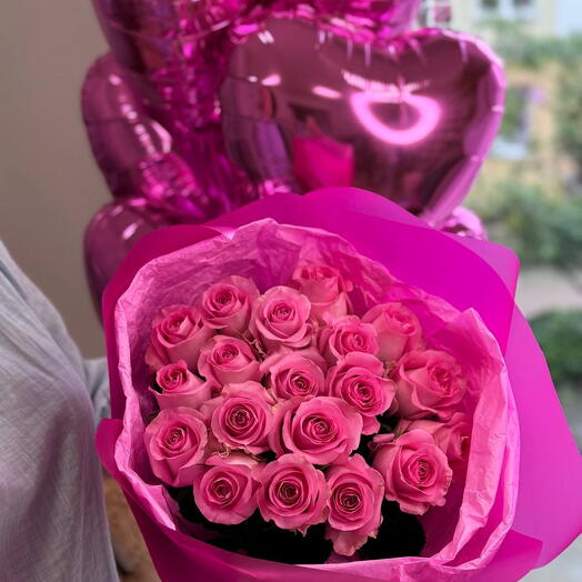 Rózsaszín rózsák csokra