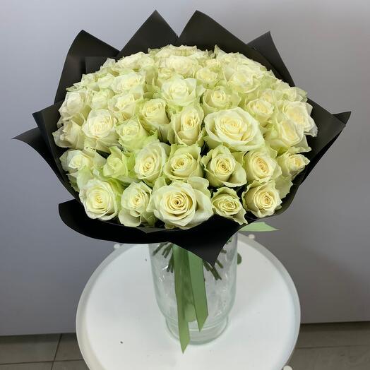 51 white roses 40cm