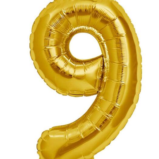 GOLD GIANT FOIL NUMBER BALLOON - 9