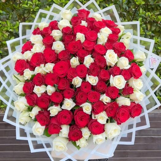 101 White and Red bouquet