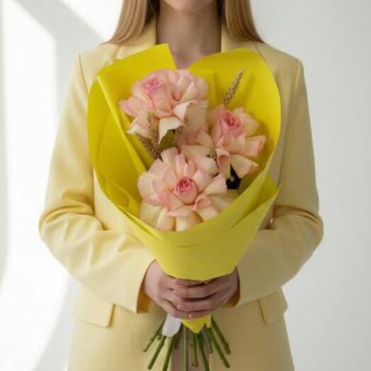 Букет Французская роза с колосками